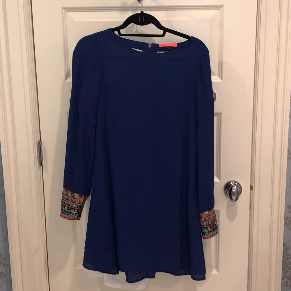Blue long sleeved sequin dress